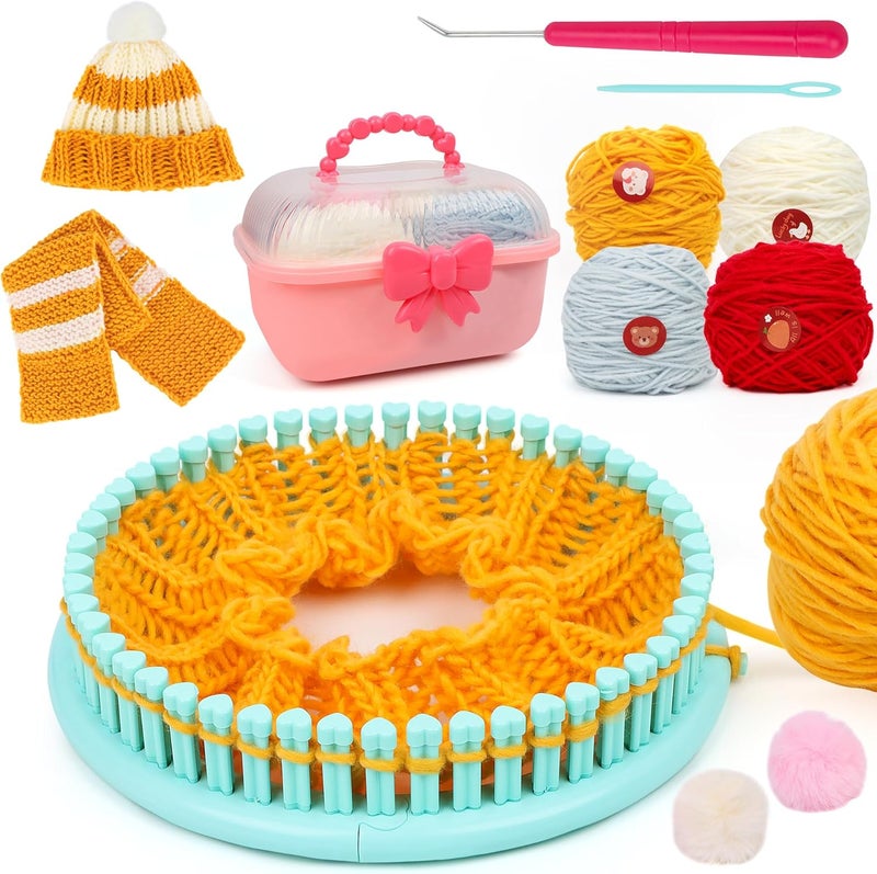 DPAPDI Knitting Loom Kit for Beginners, Creative Craft Toy for Girls Ages 7 8 9 10 11 12 with Storage Boxes Yarns Knitting Tools, Fantastic DIY Gifts Knit Hat Scarf - Image 1